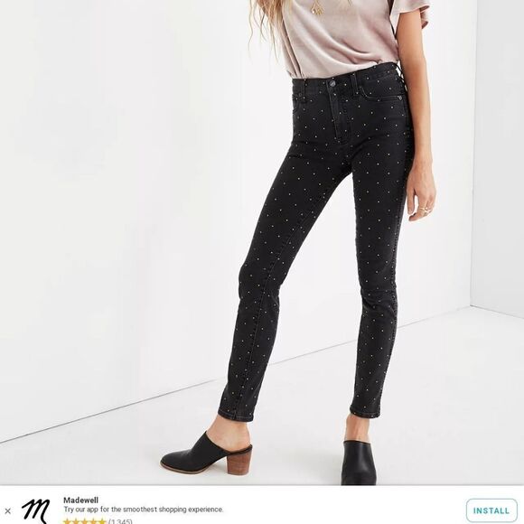 MADEWELL METALLIC DOT 10 INCH HIGH RISE SKINNY JEANS - Picture 1 of 8
